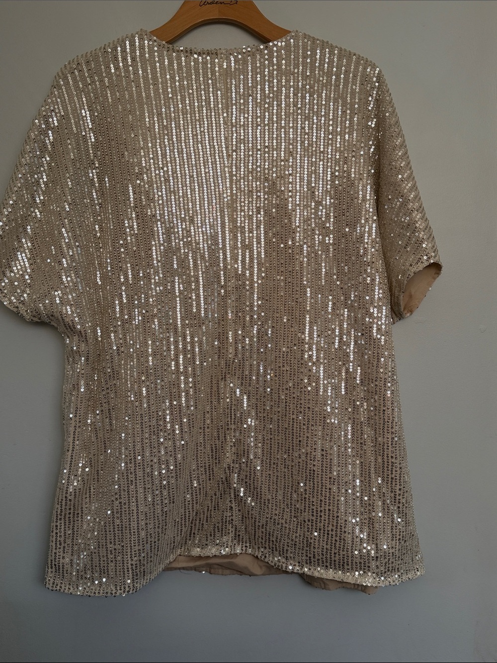 Gold Sequin V-Neck Party Blouse – Elegant Tunic Style - Picture 5 of 5